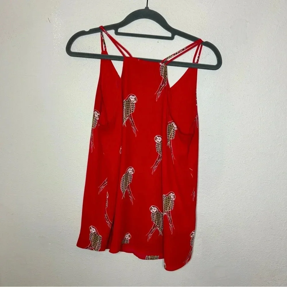 LOFT Red Parrot V Neck Tank Size Small Petite - Picture 6 of 6